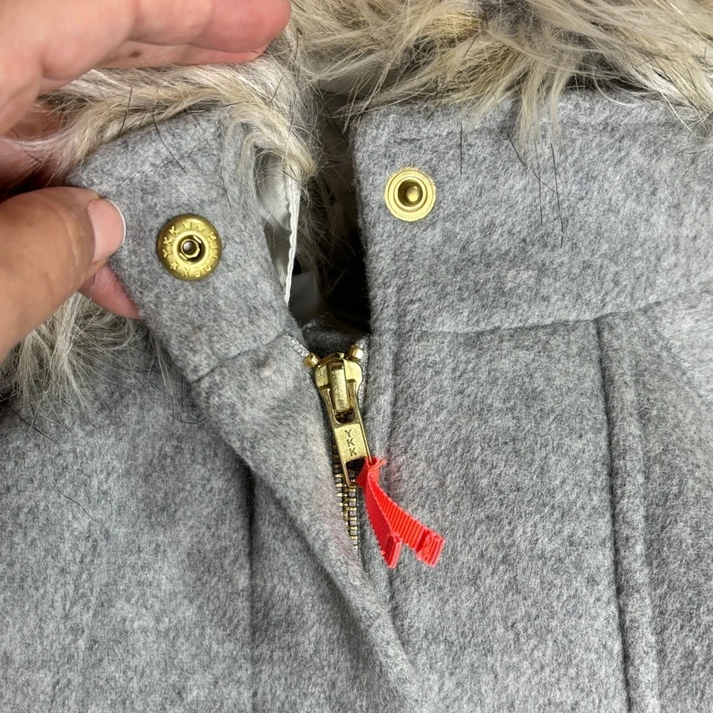 Crewcuts gray wool peacoat faux fur collar